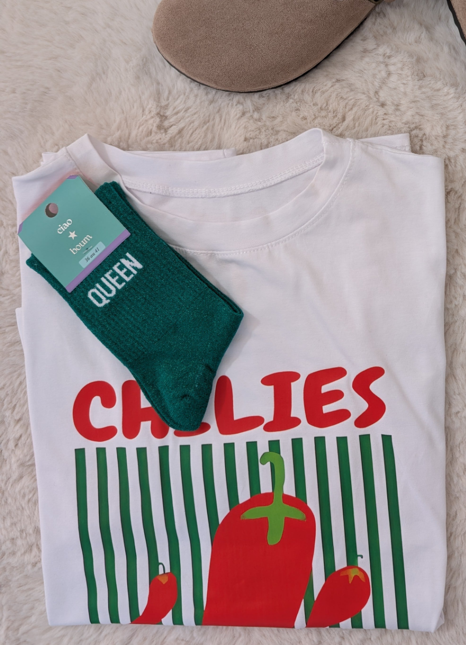 Chaussettes brillantes vert foncé Queen