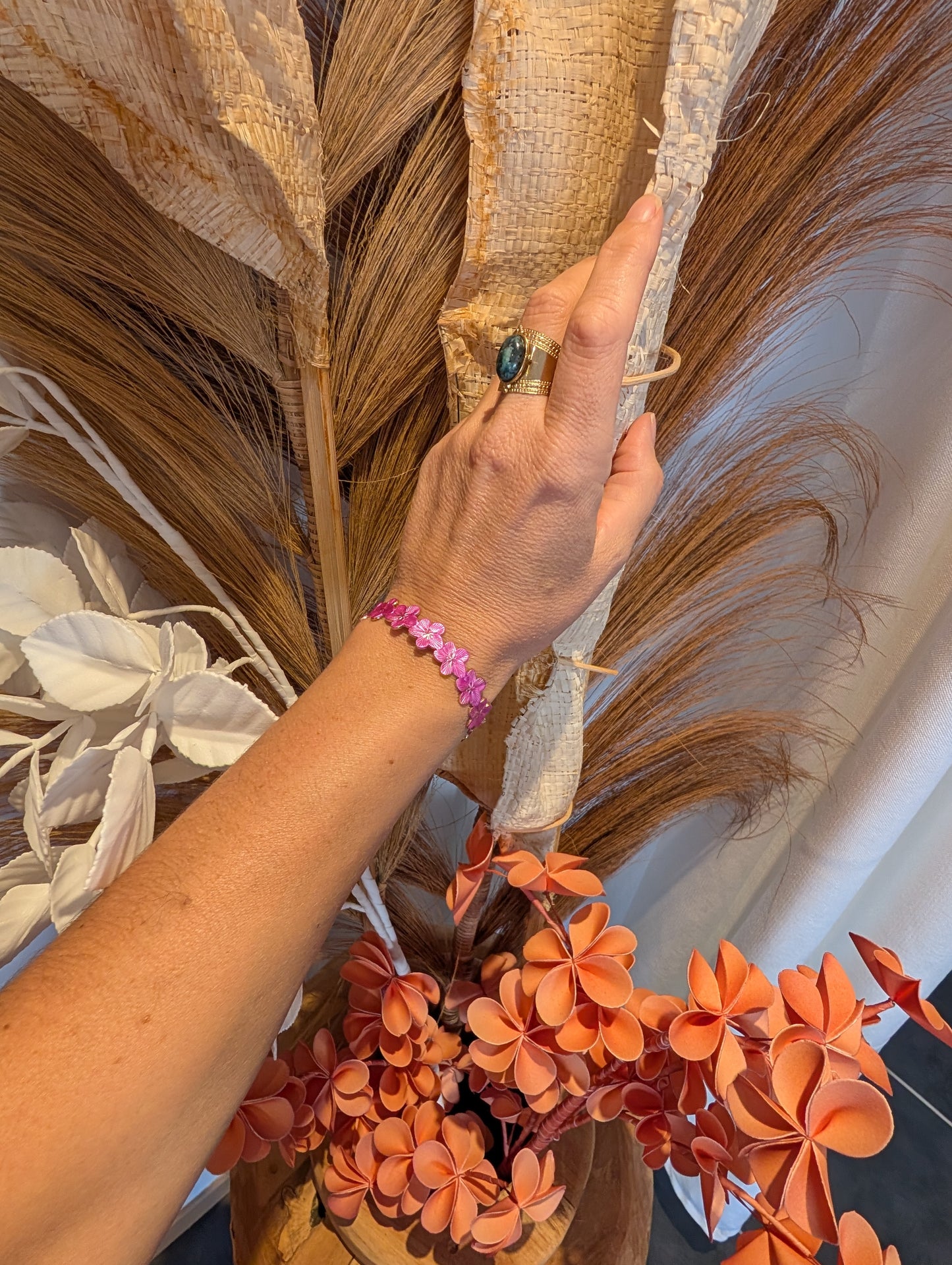 Bracelet fleur rose Romantique