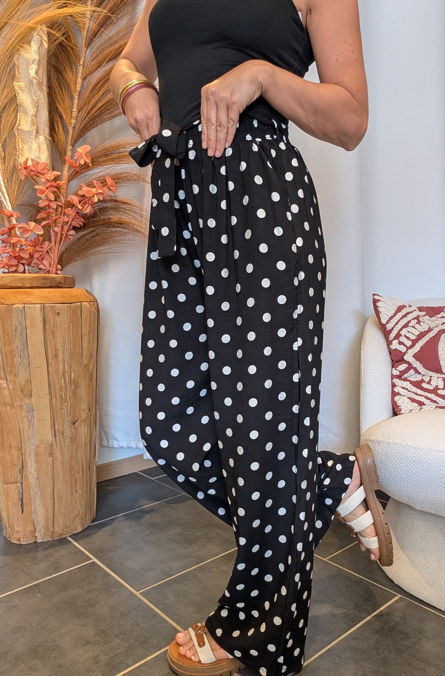 Pantalon à pois Eloïse noir
