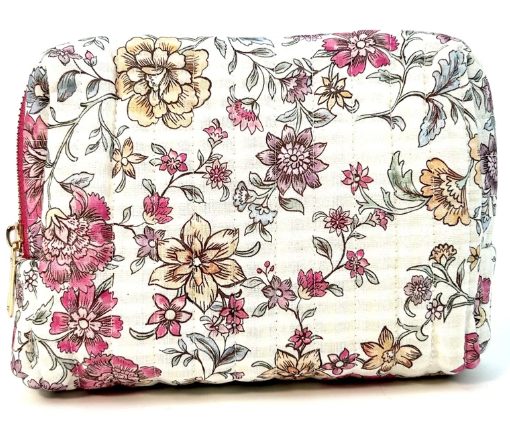 Trousse de toilette en tissu fleuri – Capri rose