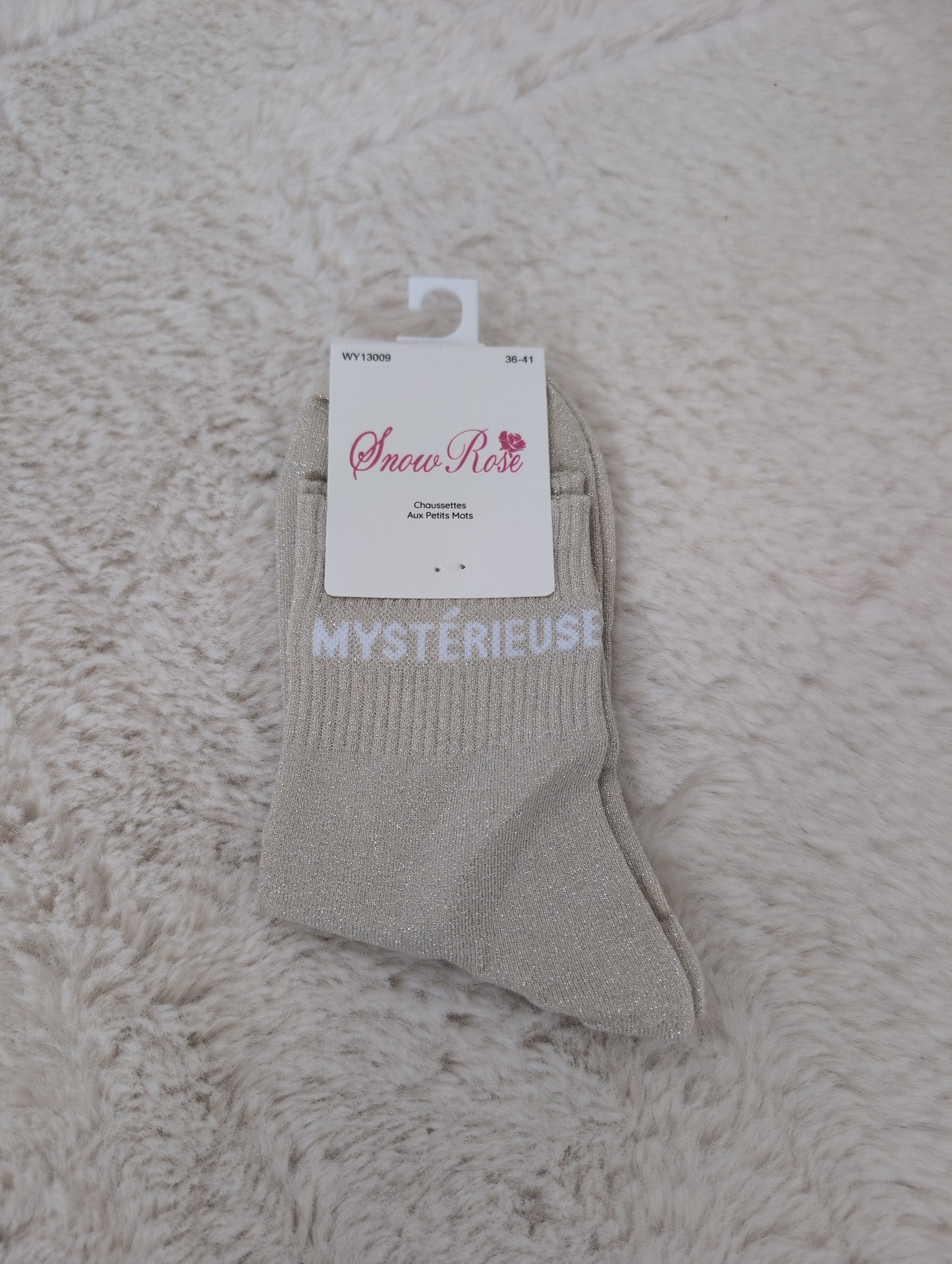 Chaussettes brillantes MYSTERIEUSE beige