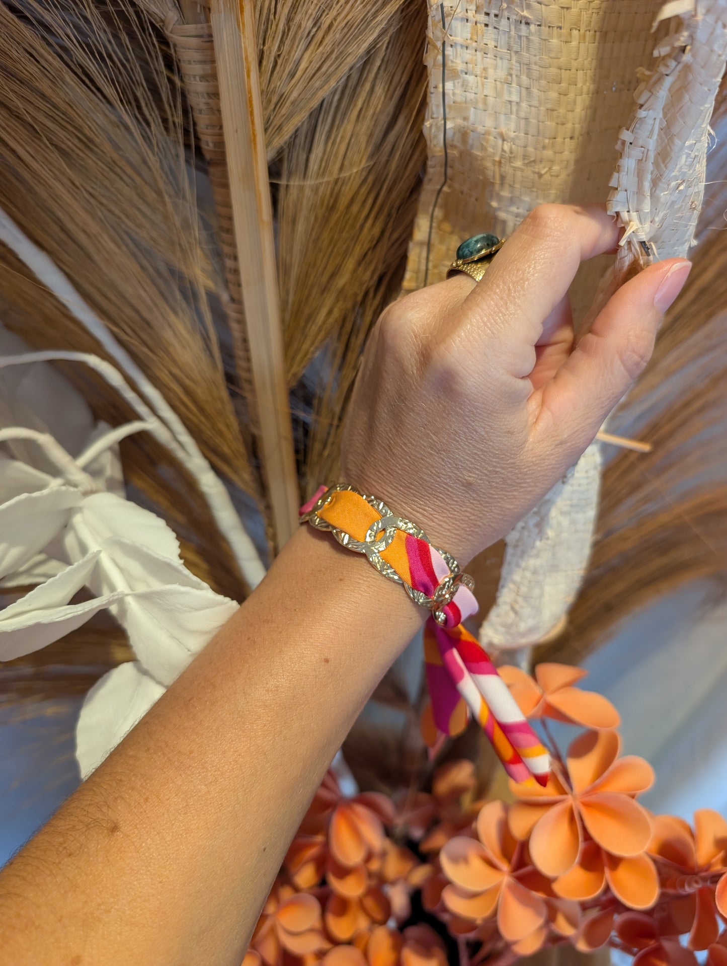 Bracelet tissu Flachy rose