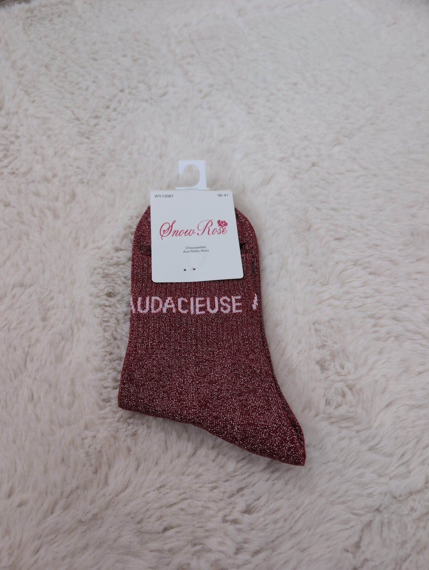 Chaussettes brillantes AUDACIEUSE bordeaux
