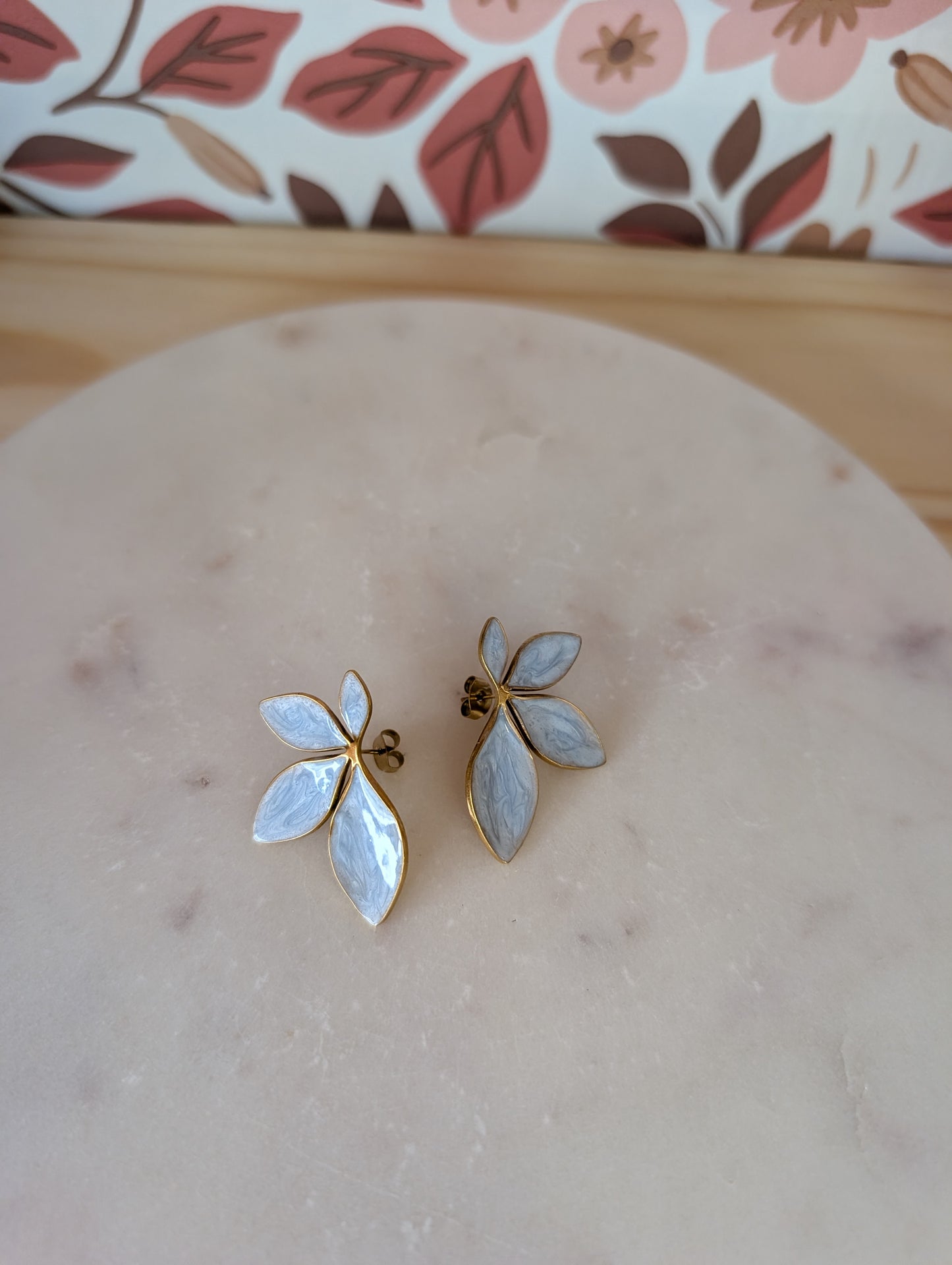 Boucles d'oreilles Feuilles bleu