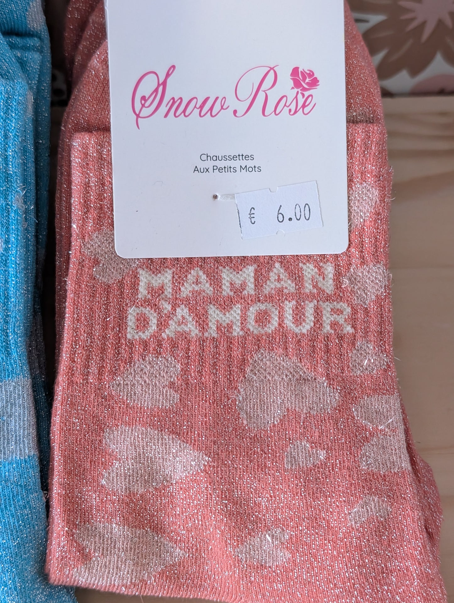 Chaussettes Maman d'amour corail