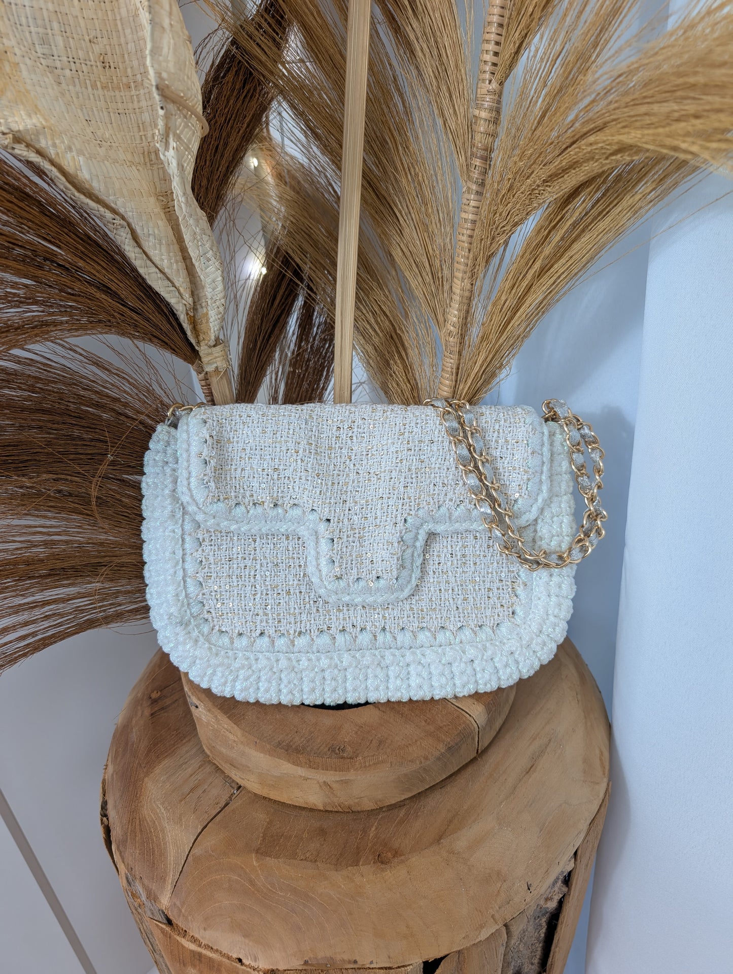 Sac en crochet beige