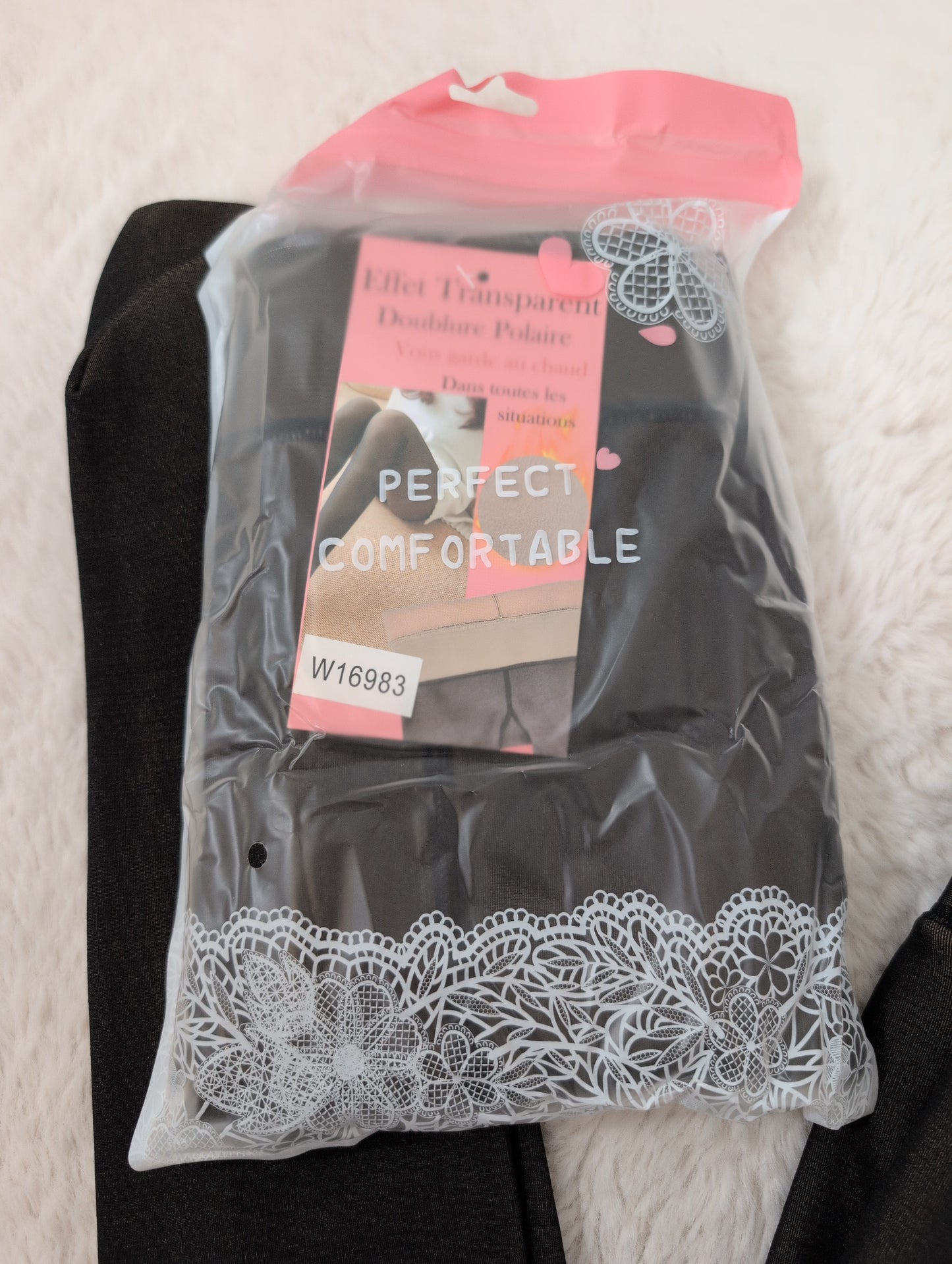 Collant polaire noir effet transparent