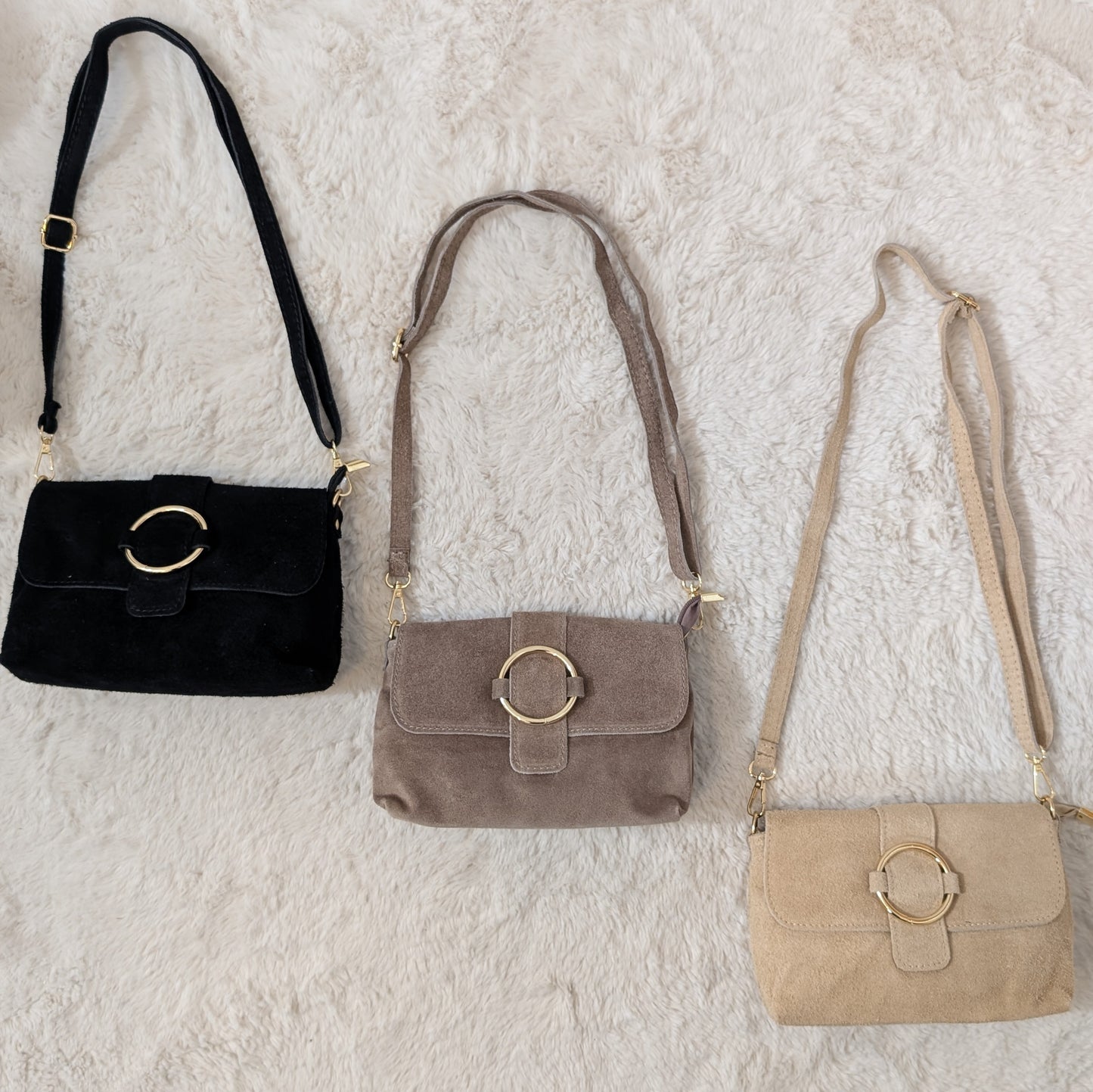 Sac bandoulière daim beige