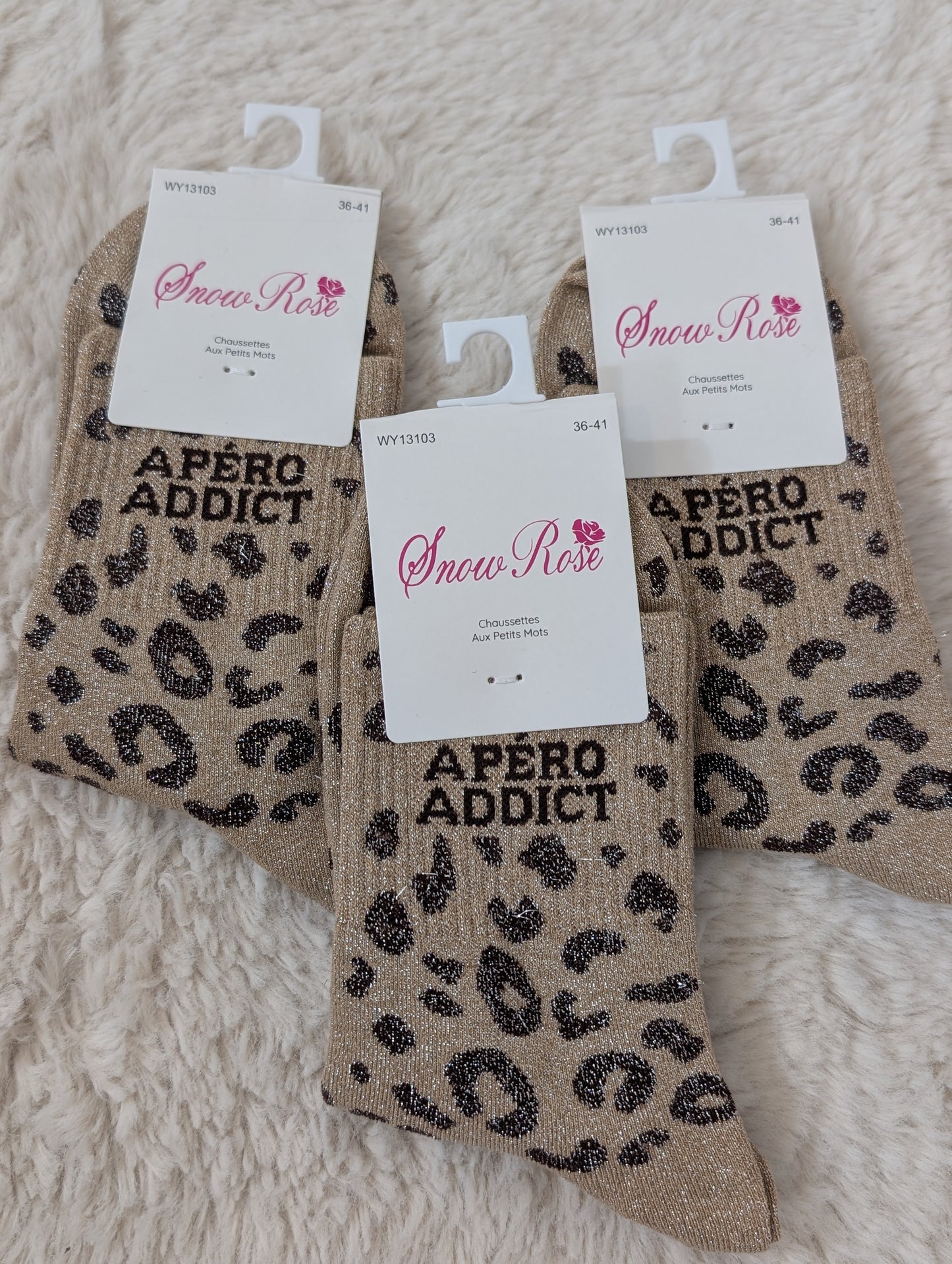 Chaussettes léopard Apéro Addict beiges