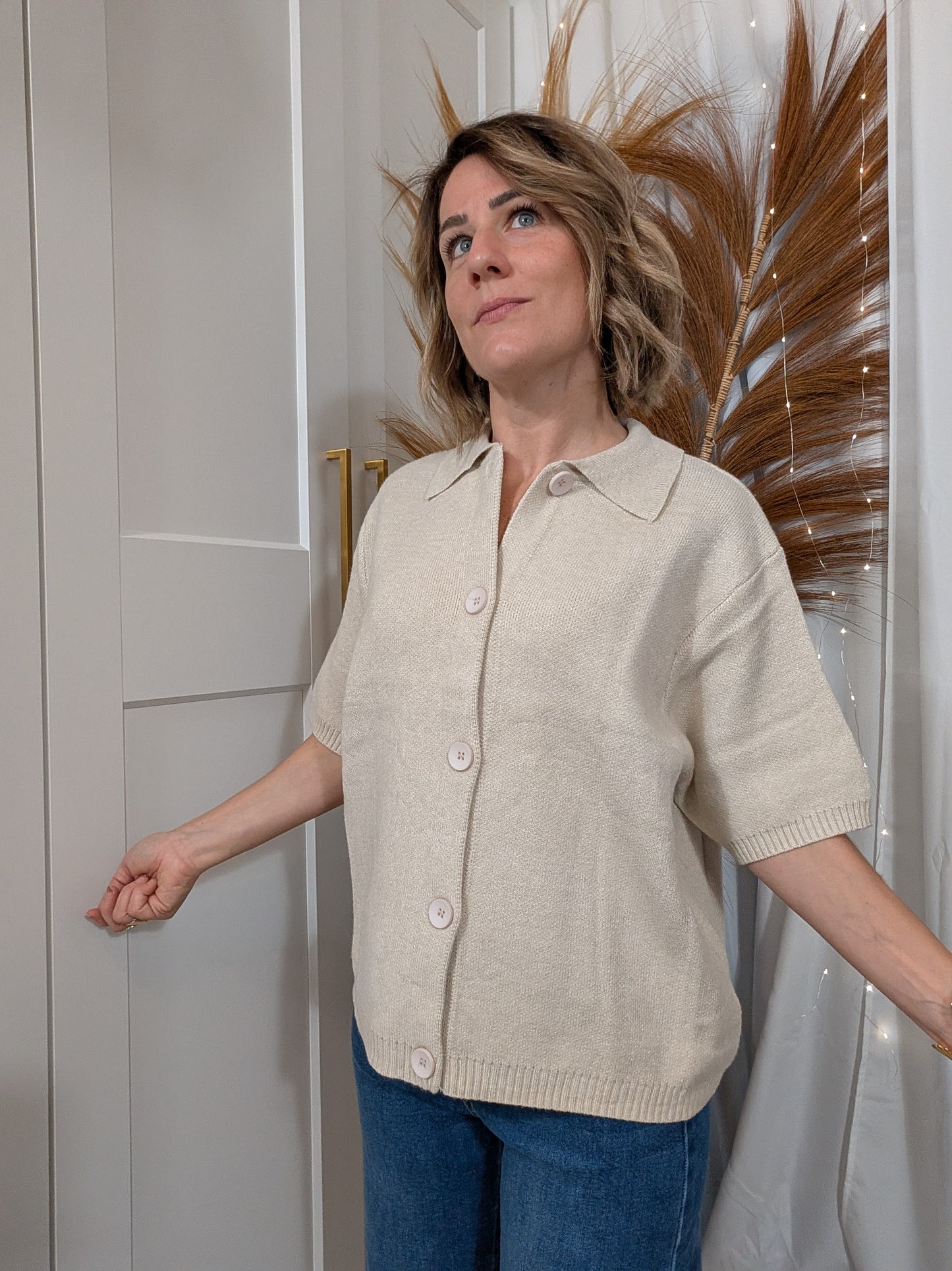 Cardigan manches courtes beige