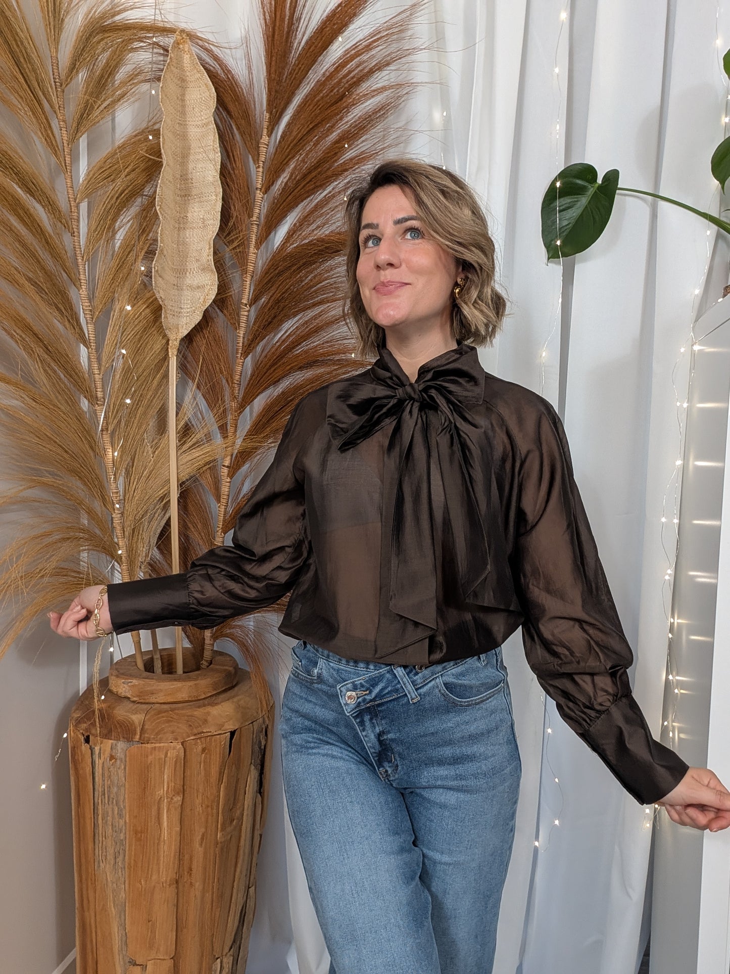 Chemise blouse col avec neoud