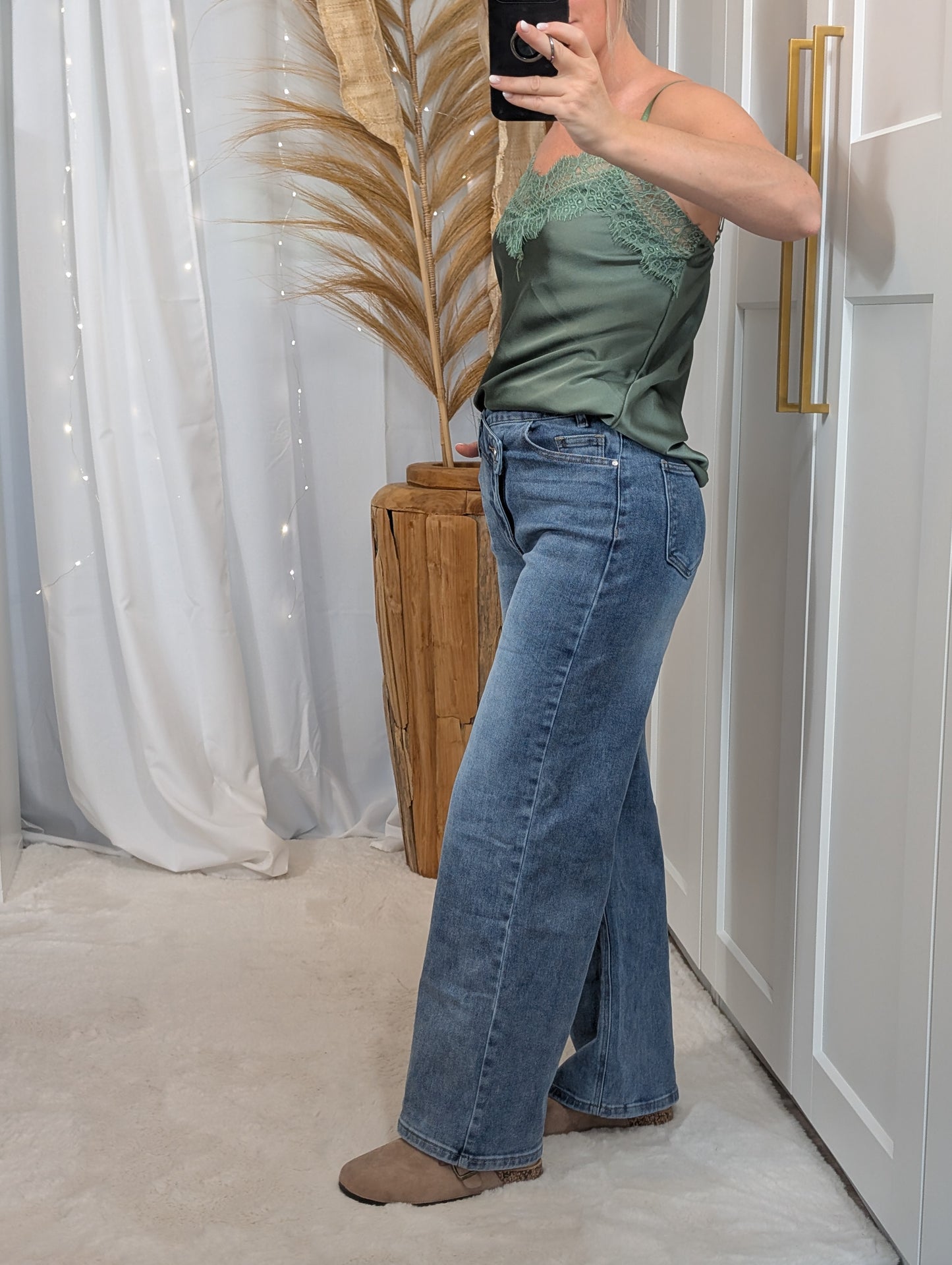 Jean bleu clair large taille haute croisée - Best NOUVEAU