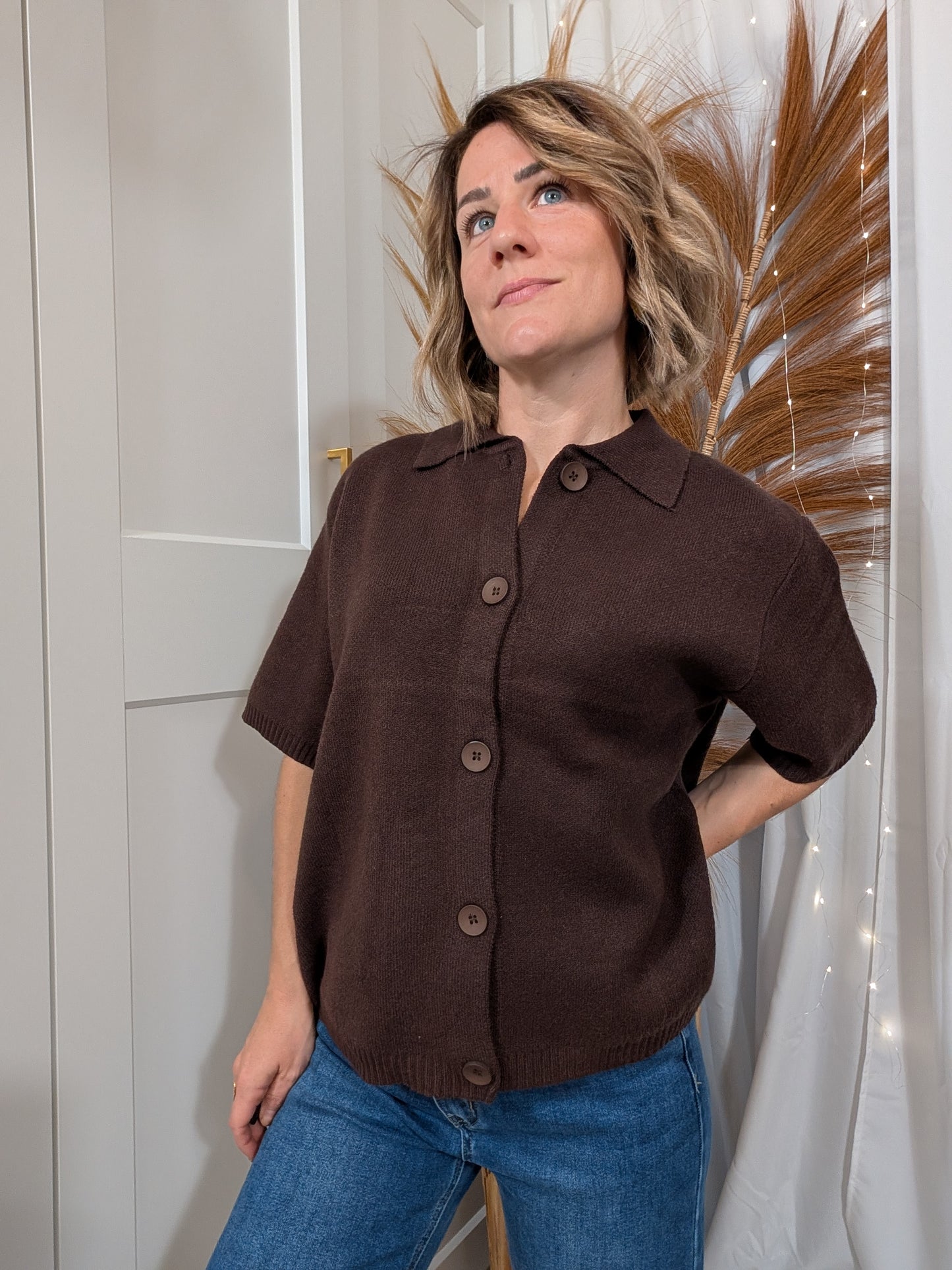 Cardigan manches courtes choco