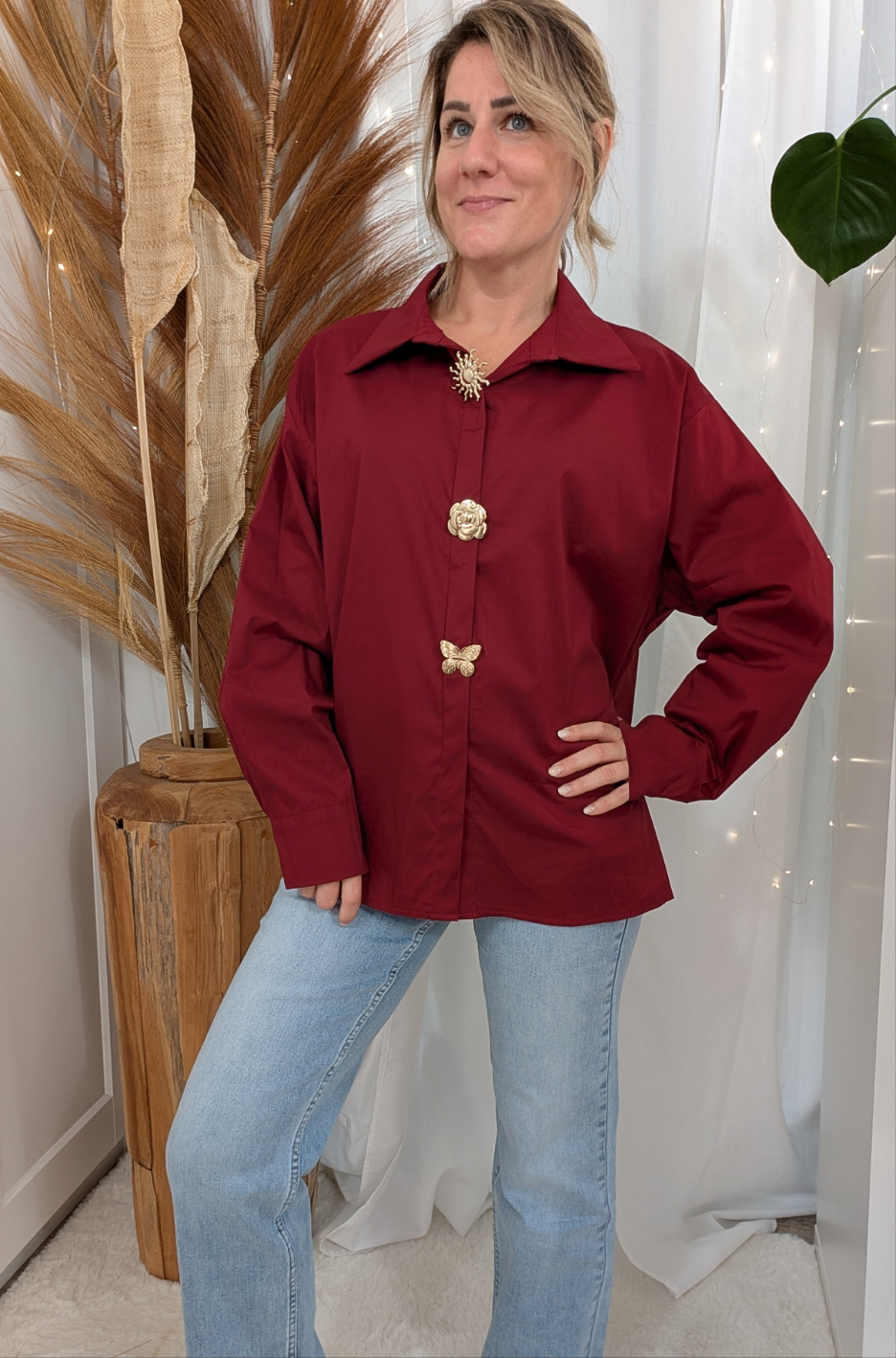 Chemise multibroches bordeaux