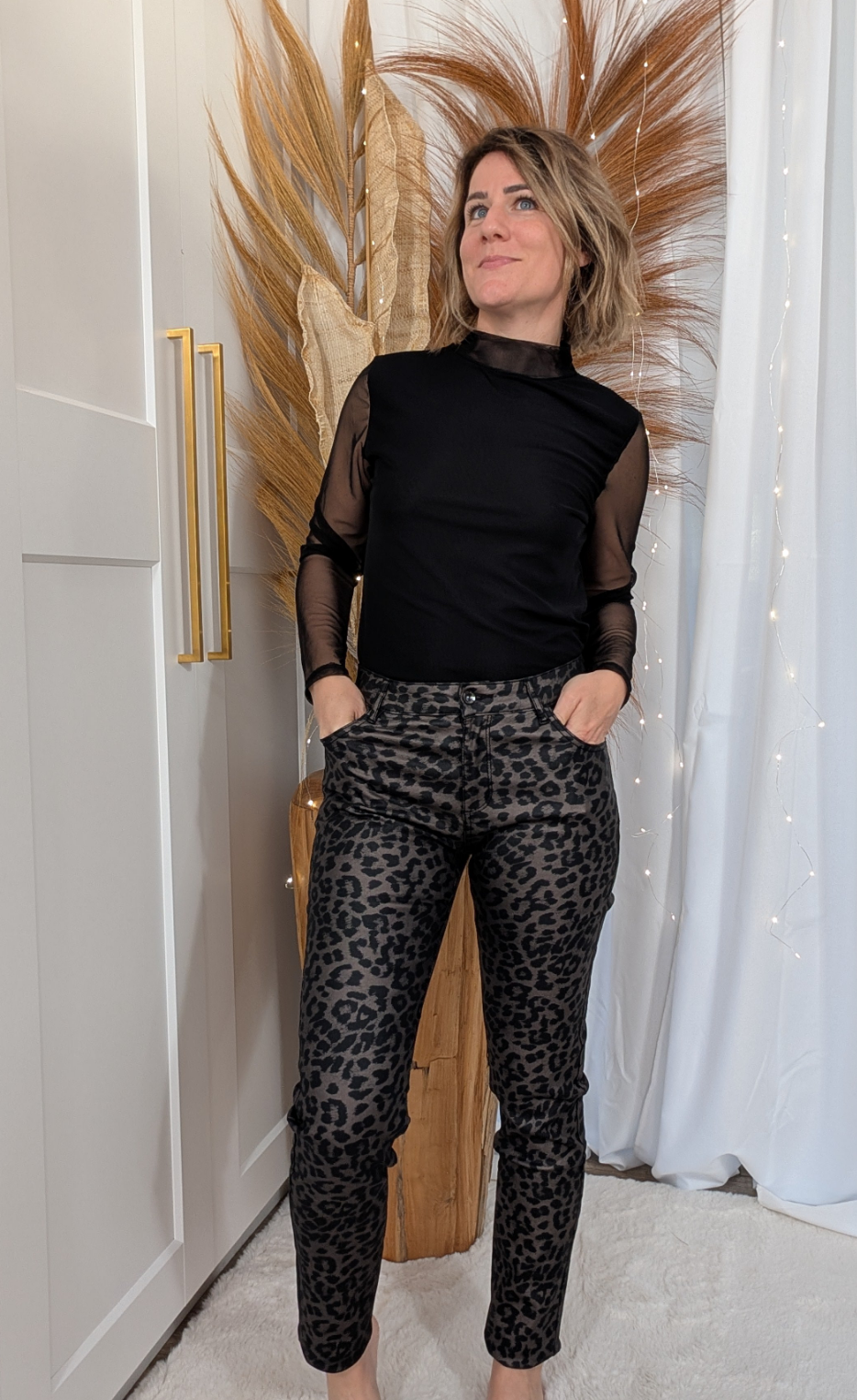 Pantalon huilé léopard