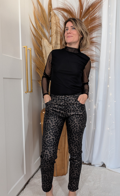 Pantalon huilé léopard