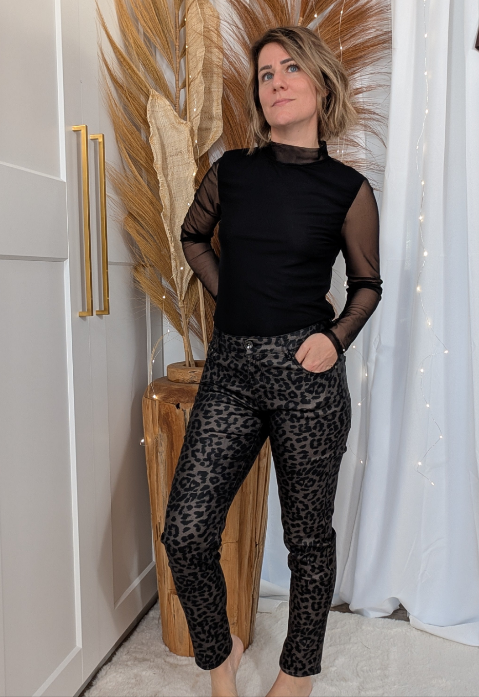 Pantalon huilé léopard