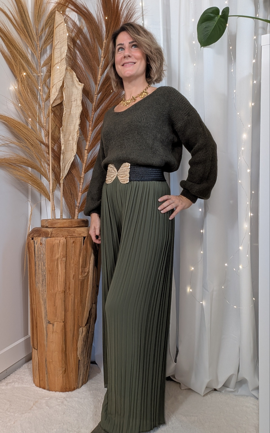 Pantalon plissé kaki - Herminia