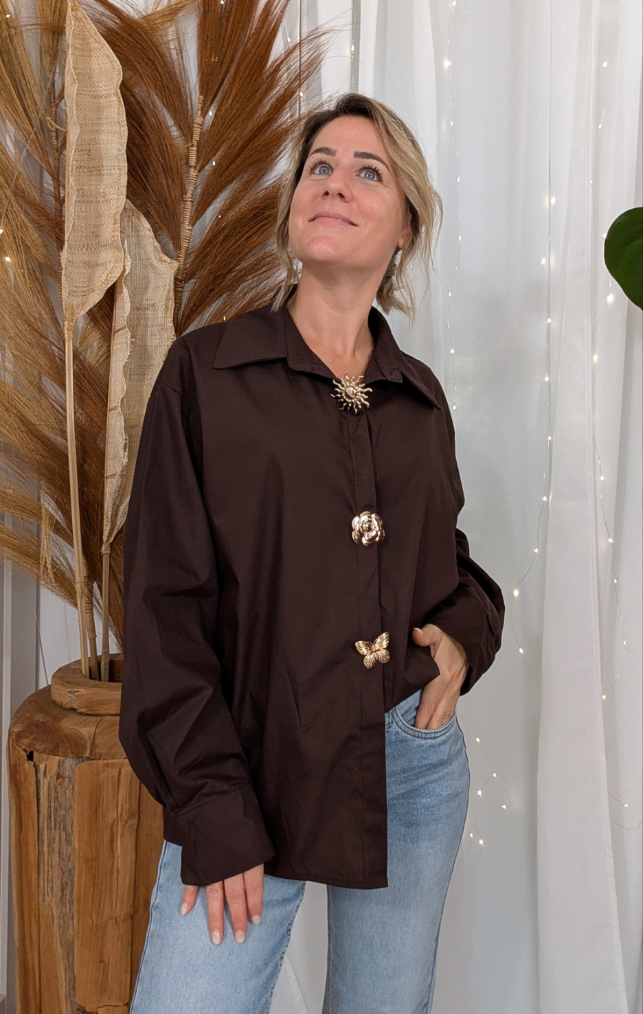 Chemise multibroches choco