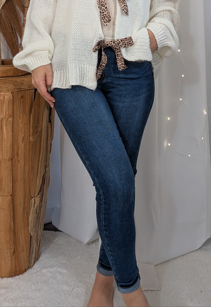 Jean skinny taille haute Push-up bleu foncé