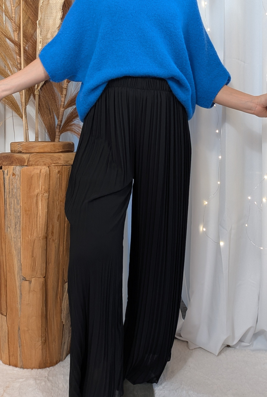 Pantalon plissé noir - Herminia