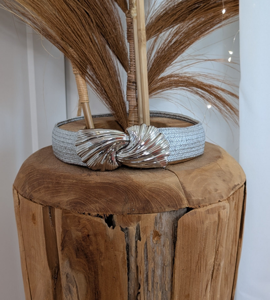 Ceinture élastique argentée - Noeud