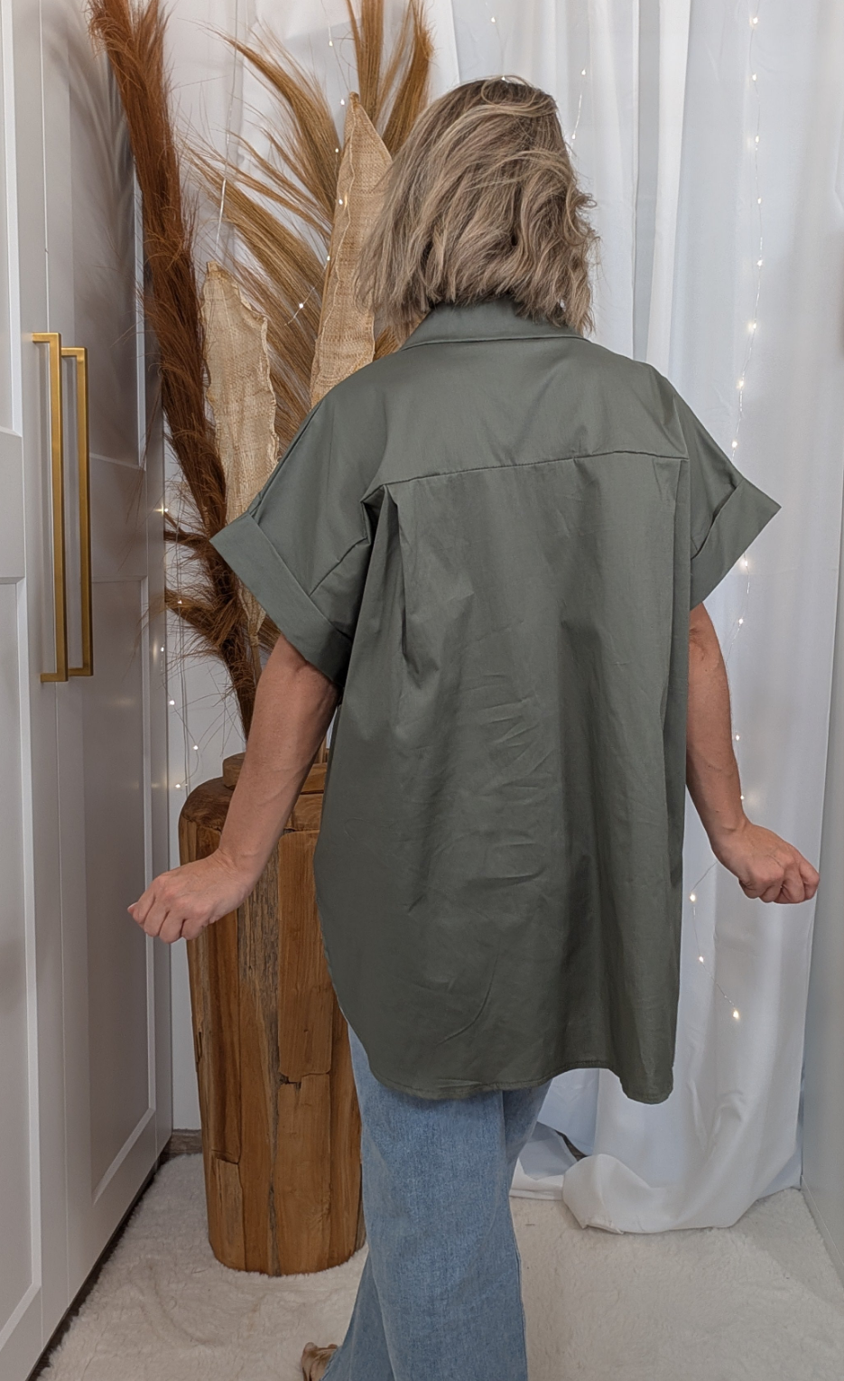 Chemise oversize kaki - Broche étoile de mer