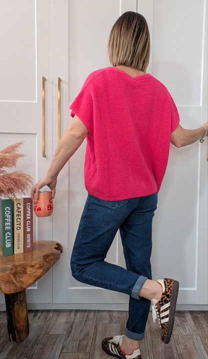 Gilet Alexia mache courte fushia