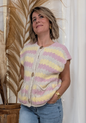 Gilet sans manche rose, jaune - Rayé