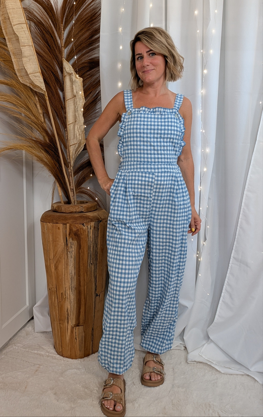 Combinaison vichy bleu - Marie-Hélène