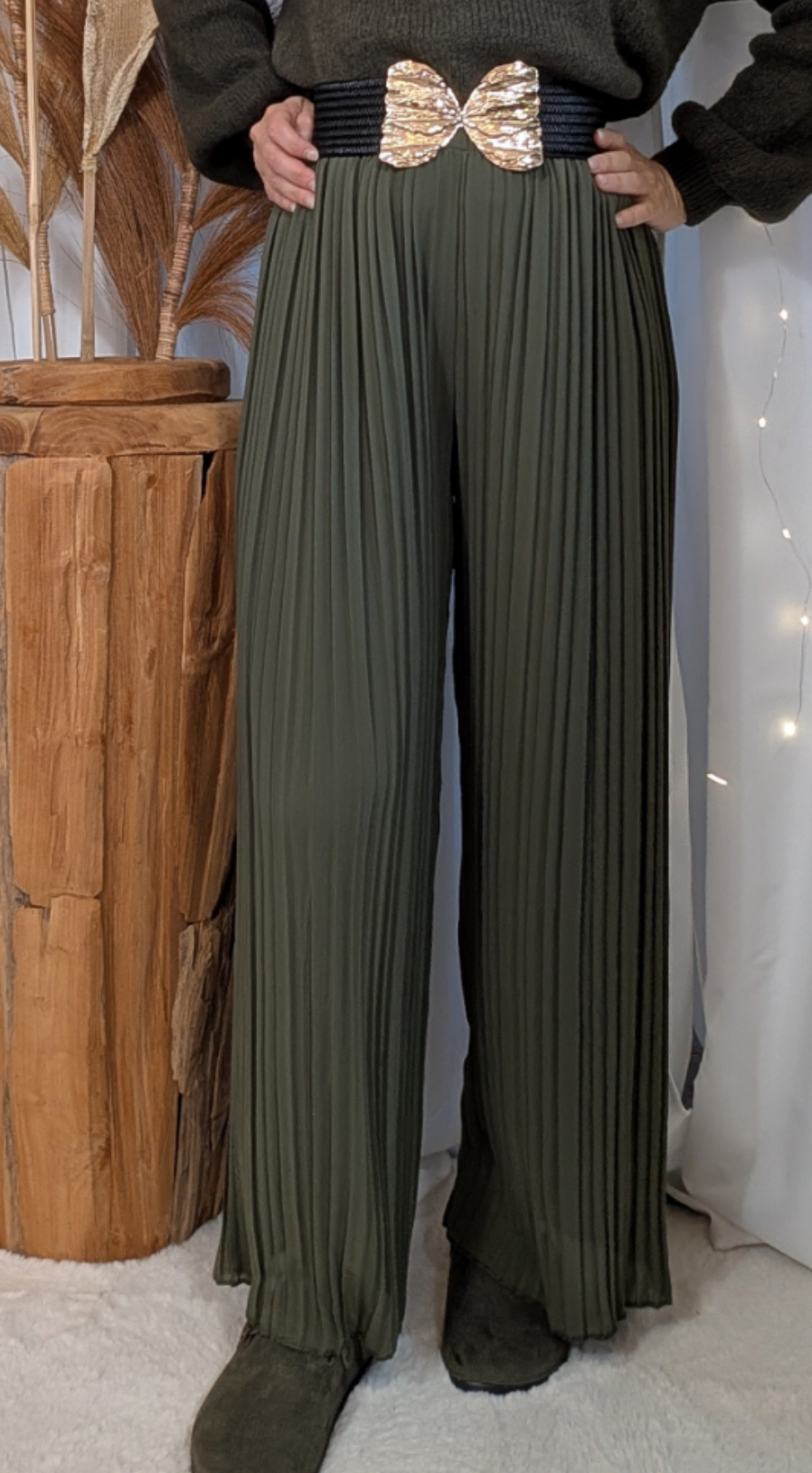 Pantalon plissé kaki - Herminia