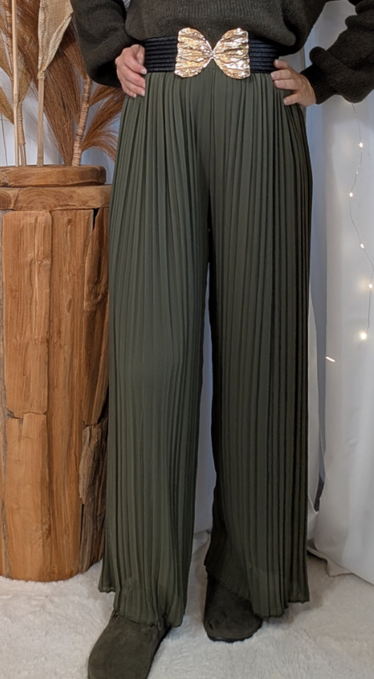 Pantalon plissé kaki - Herminia