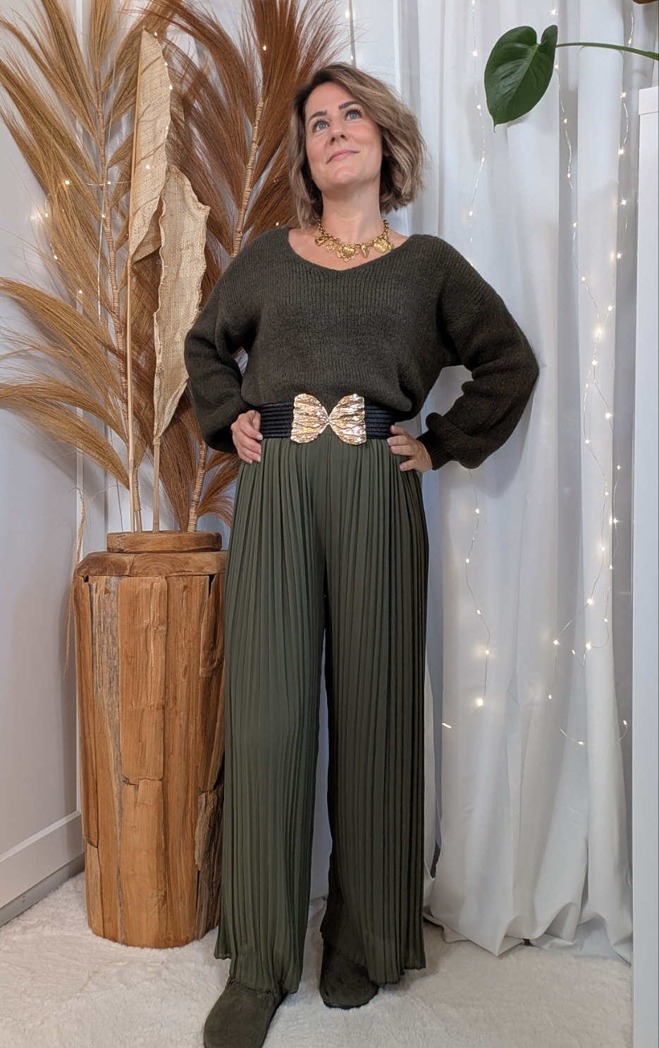 Pantalon plissé kaki - Herminia