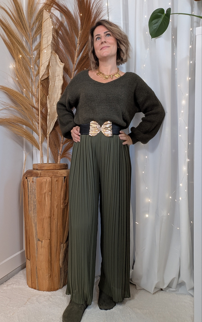 Pantalon plissé kaki - Herminia