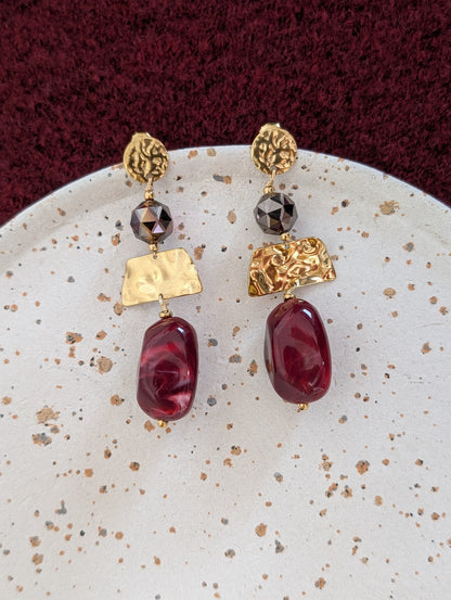 Boucle d'oreille Alba bordeaux