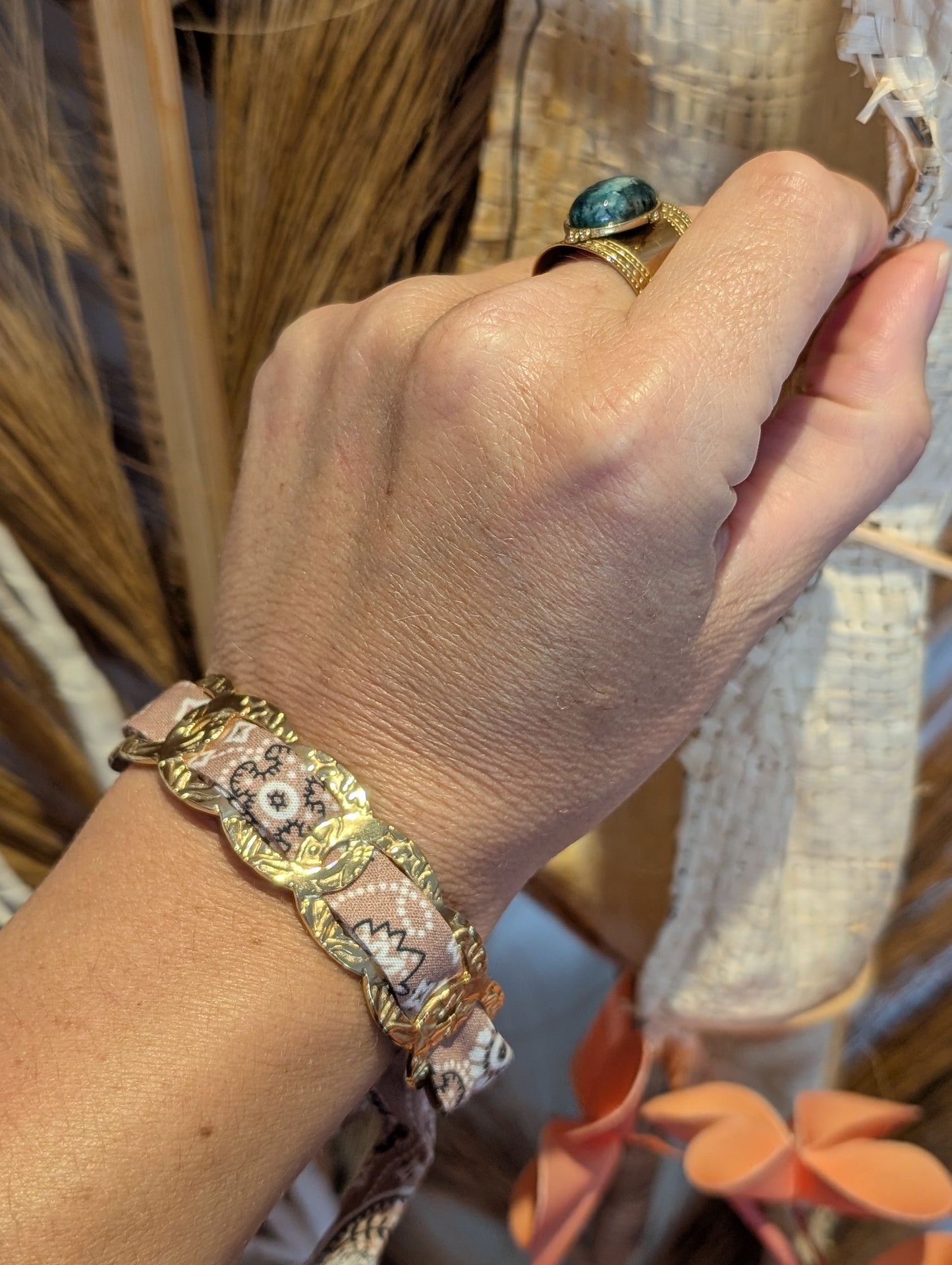 Bracelet tissu Bandana taupe