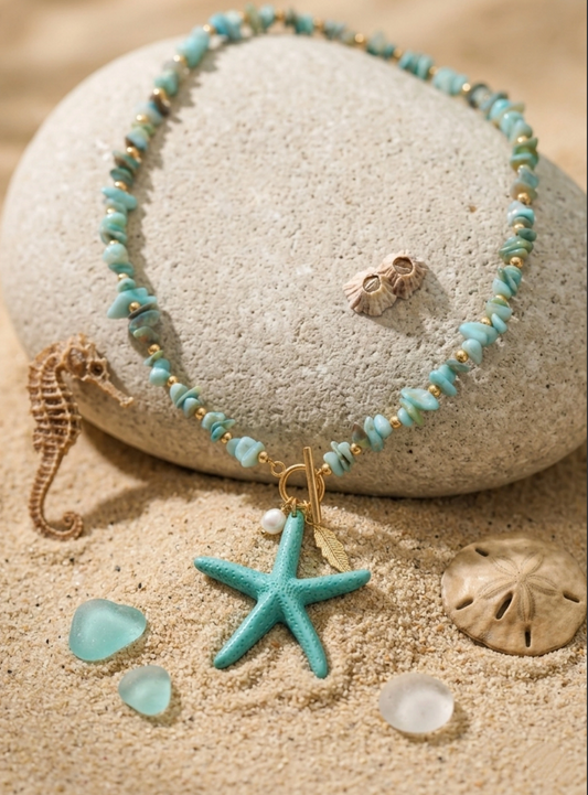 Collier Etoile de mer turquoise