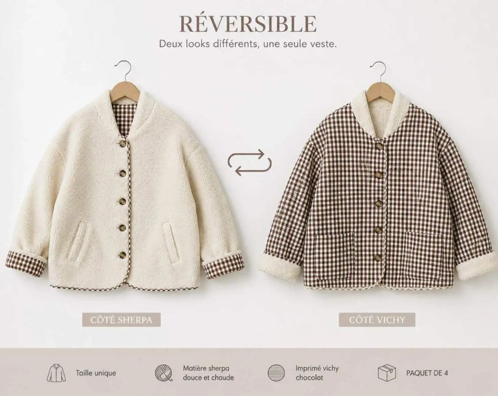 Veste réversible Vichy