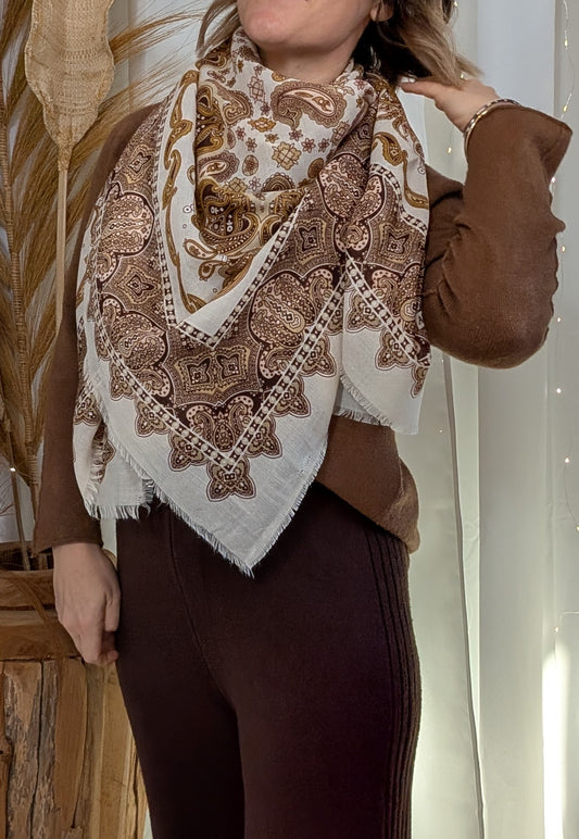 Foulard châle Kamélia écru
