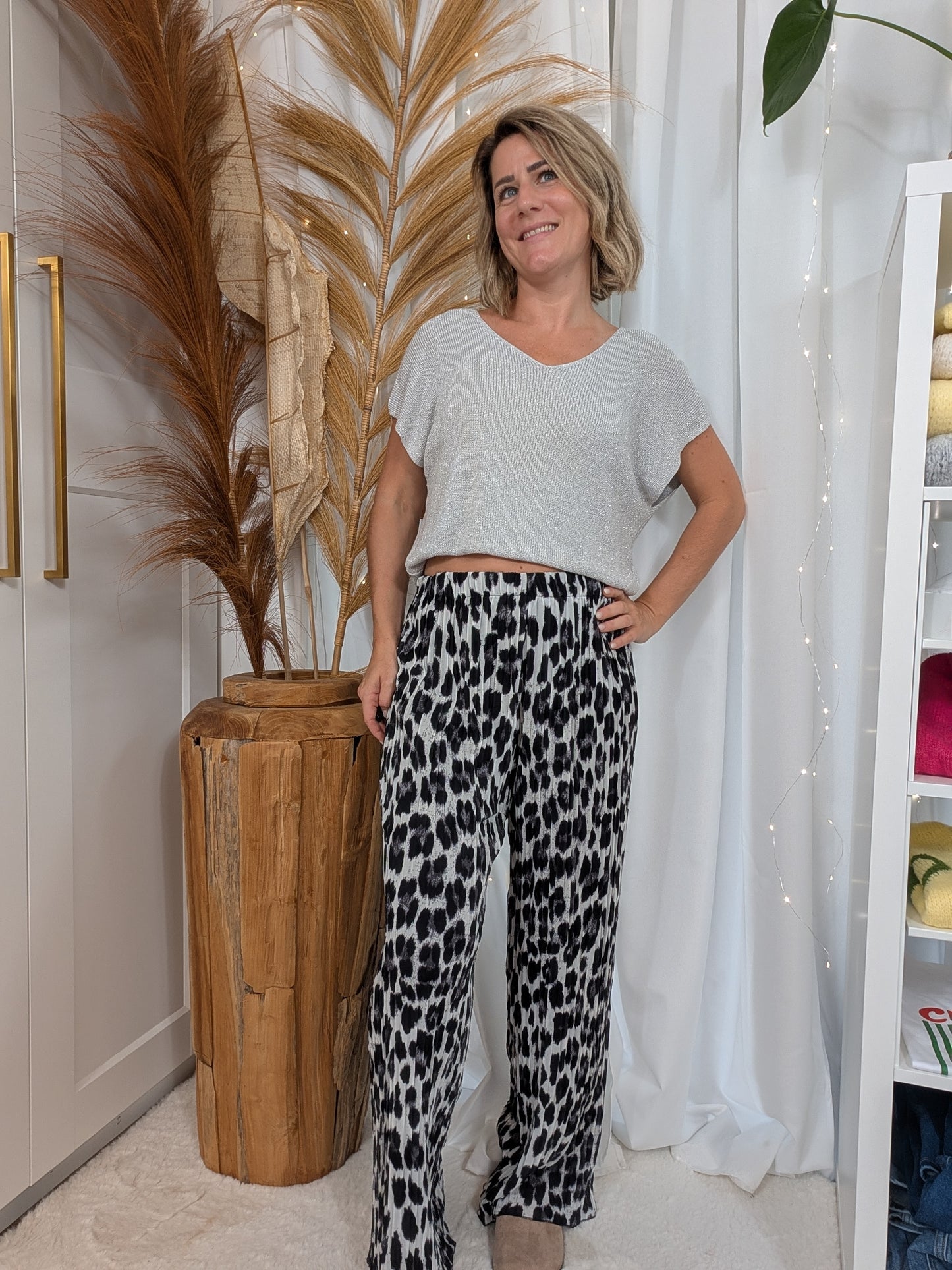 Top fine maille à paillette blanc