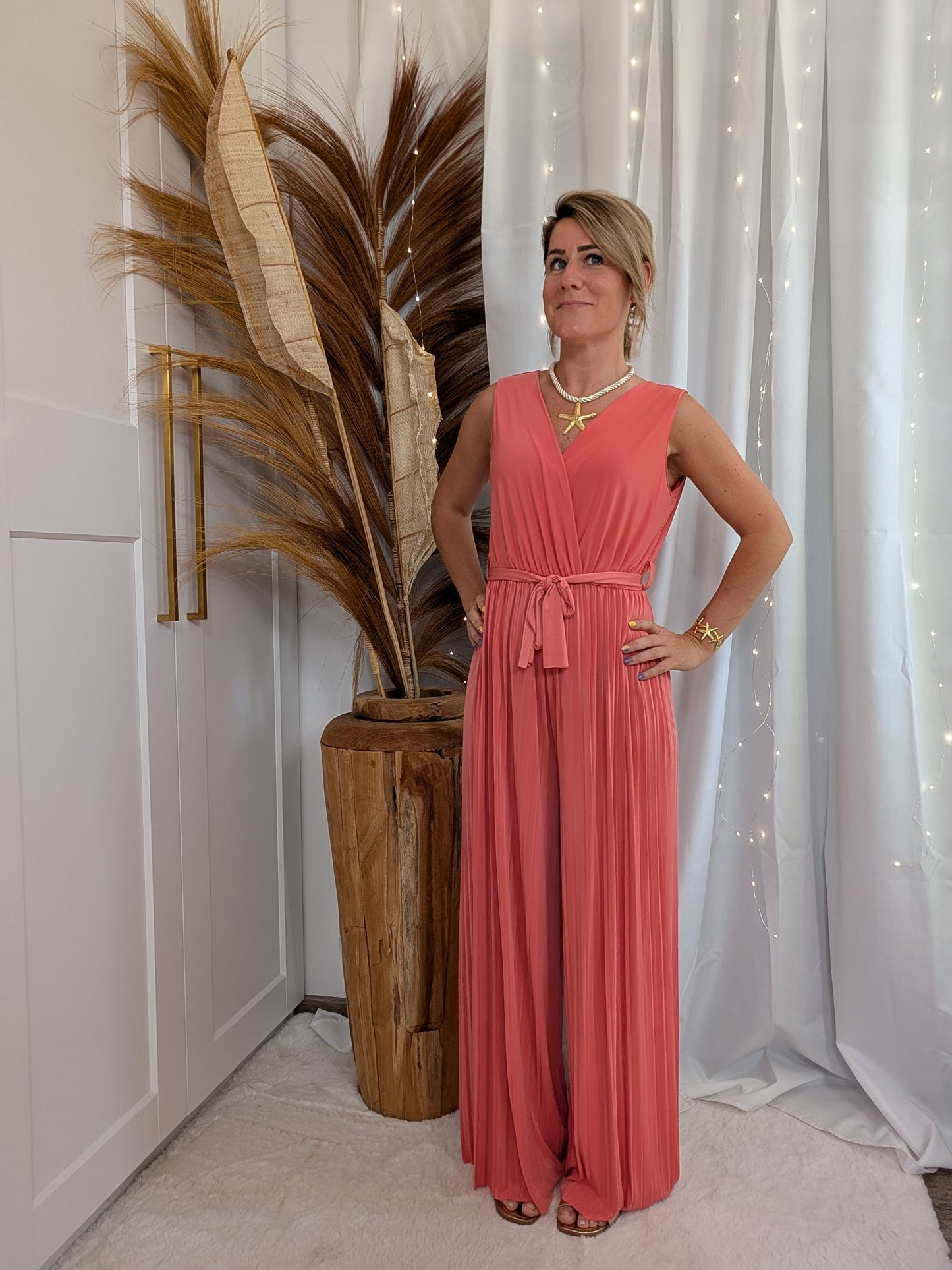 Combinaison pilssée corail - Lena