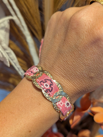 Bracelet tissu Bandana rose