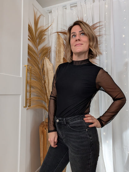 Top noir transparent