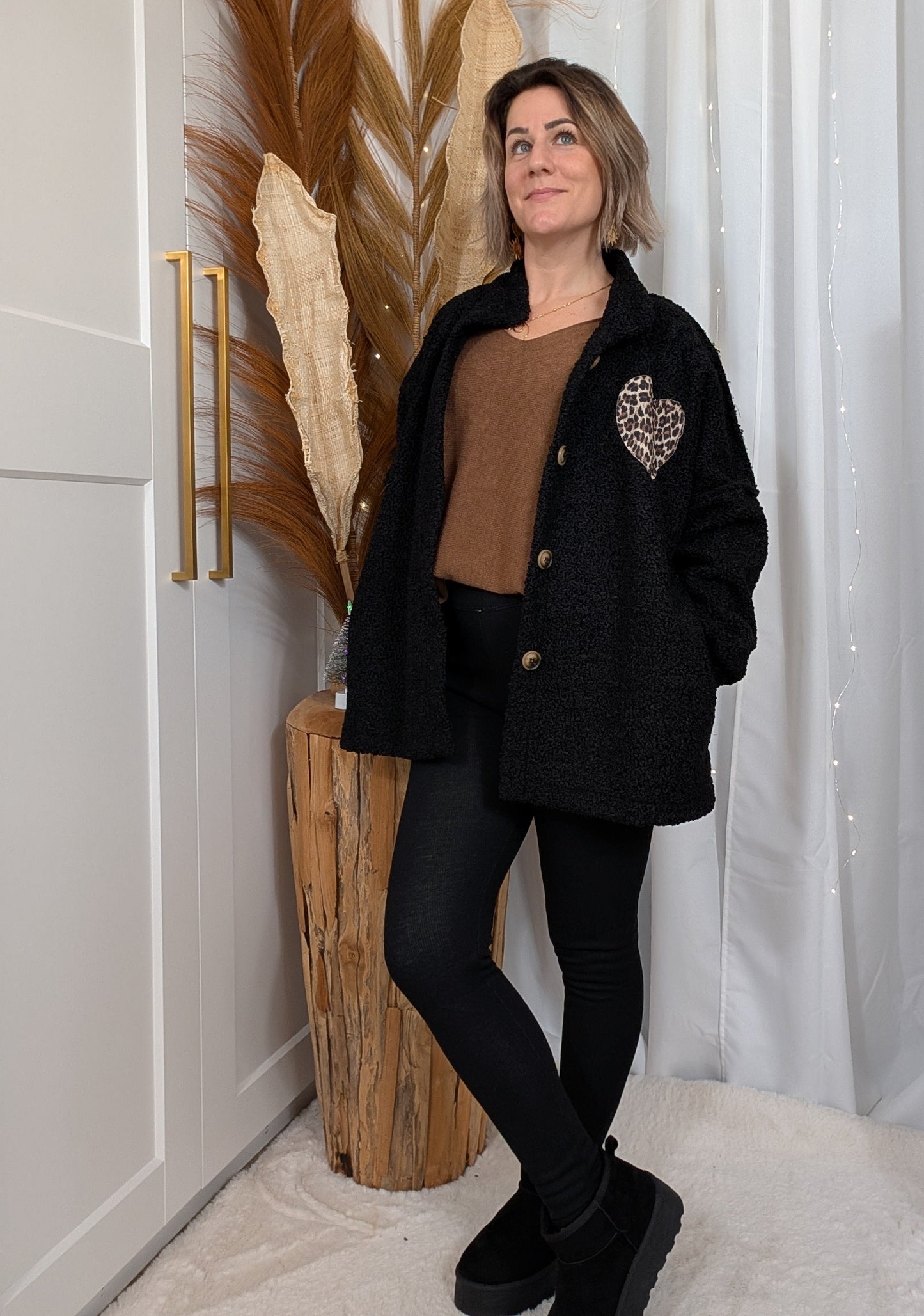 Legging cotelé fourré noir