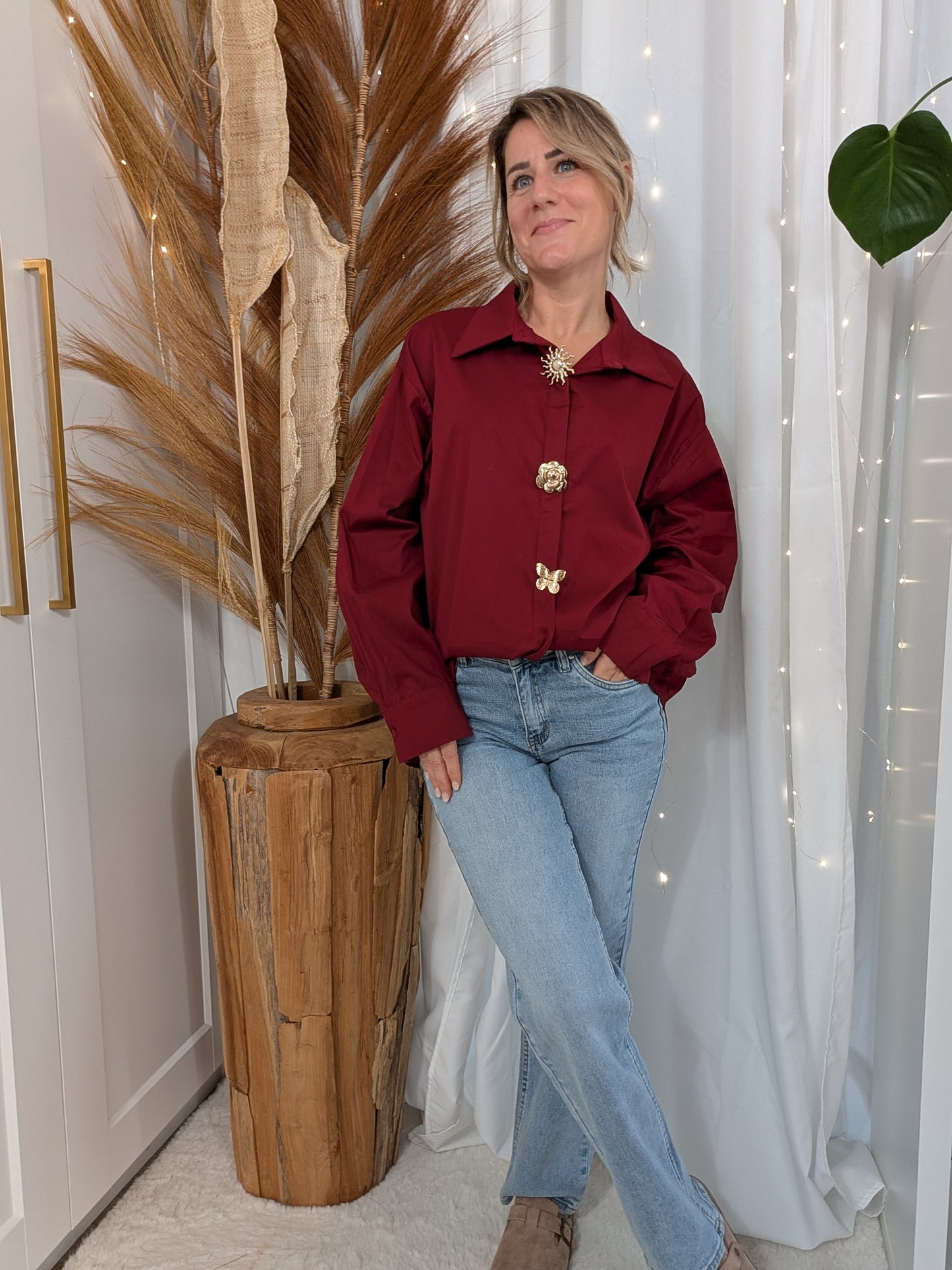 Chemise multibroches bordeaux