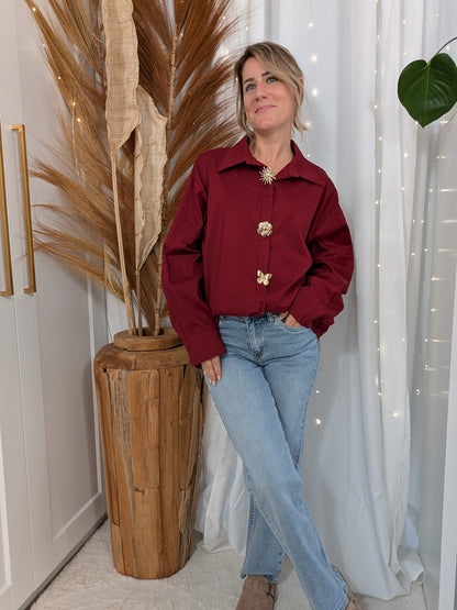 Chemise multibroches bordeaux