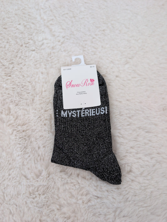 Chaussettes brillantes MYSTERIEUSE noir