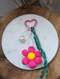 Porte clef charm Marguerite rose