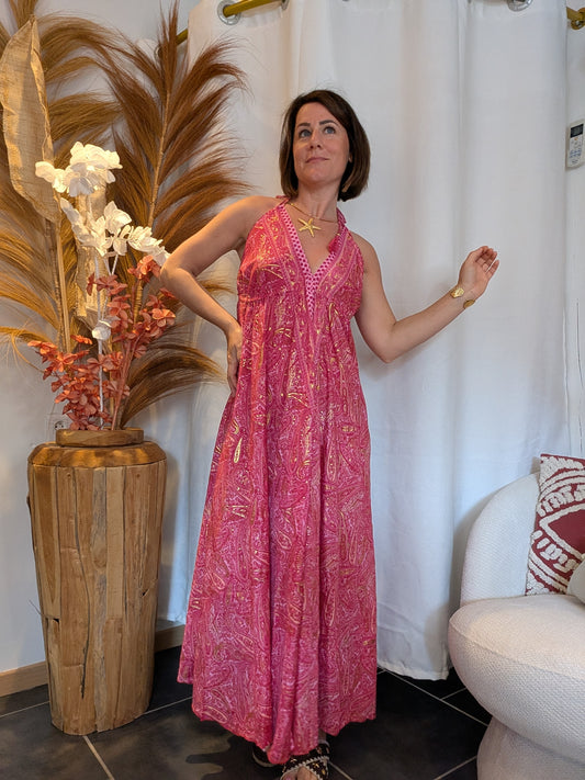 Robe dos nu fushia