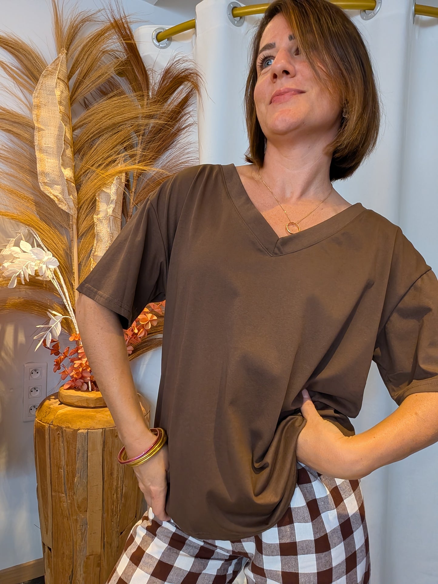 Tee-shirt oversize brun Charlotte